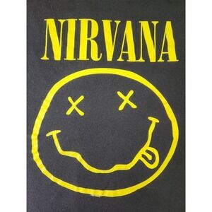 Nirvana Graphic T-Shirt Smiley‎ Face Band Tee Black XL